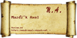 Mazák Axel névjegykártya